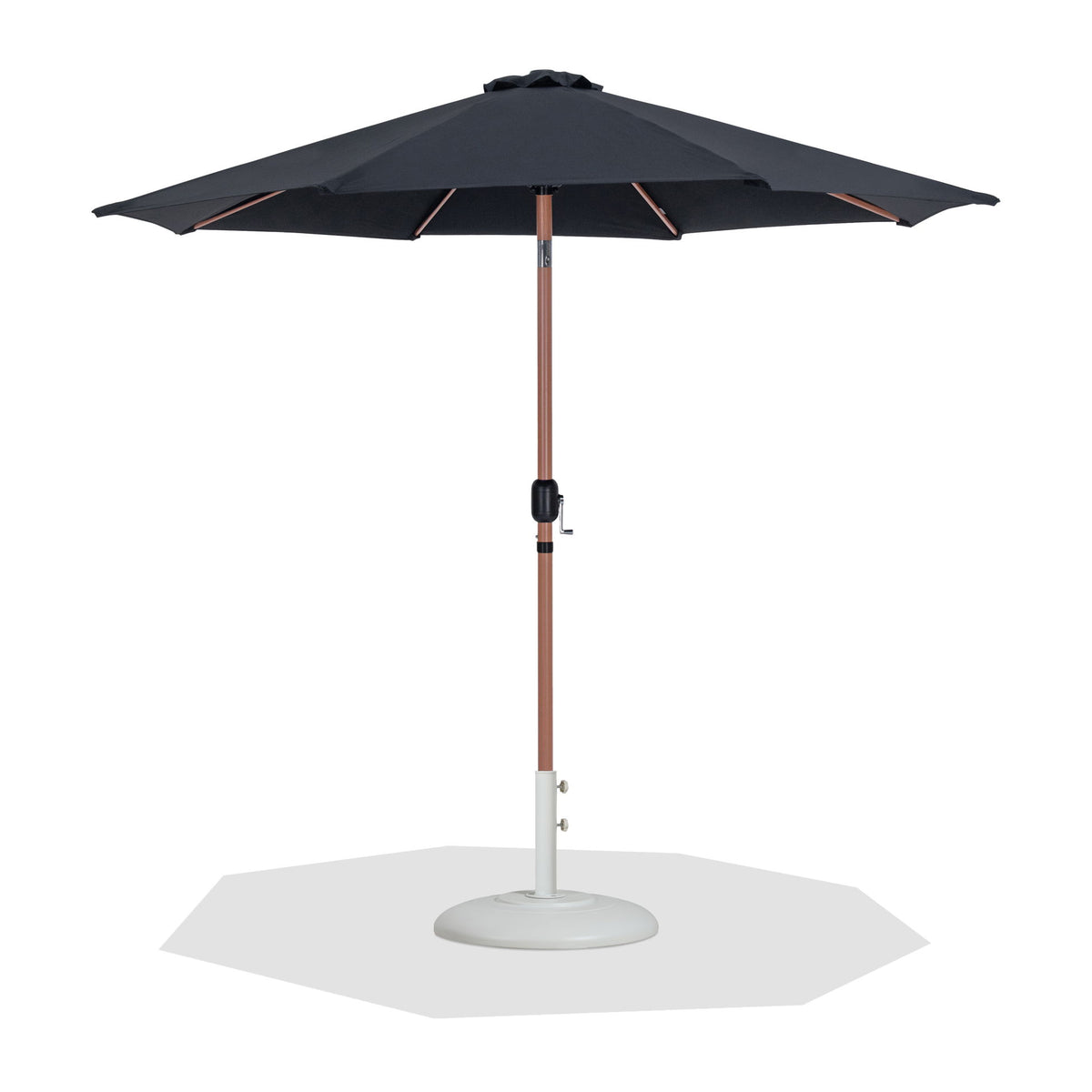 Fiji - Aluminum Patio Umbrella With Round White And Teak Base