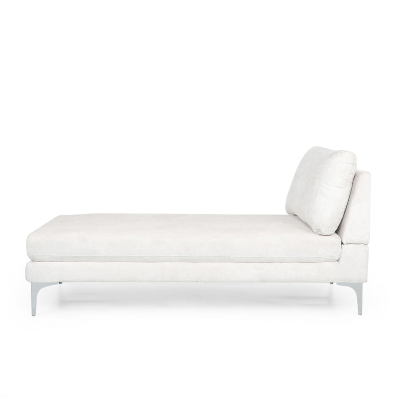 Fabric Upholstered Chaise Lounge With Iron Bracket Legs