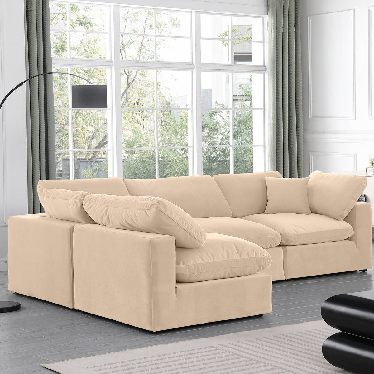 Comfy - 4 Piece Velvet Modular Armless Sectional
