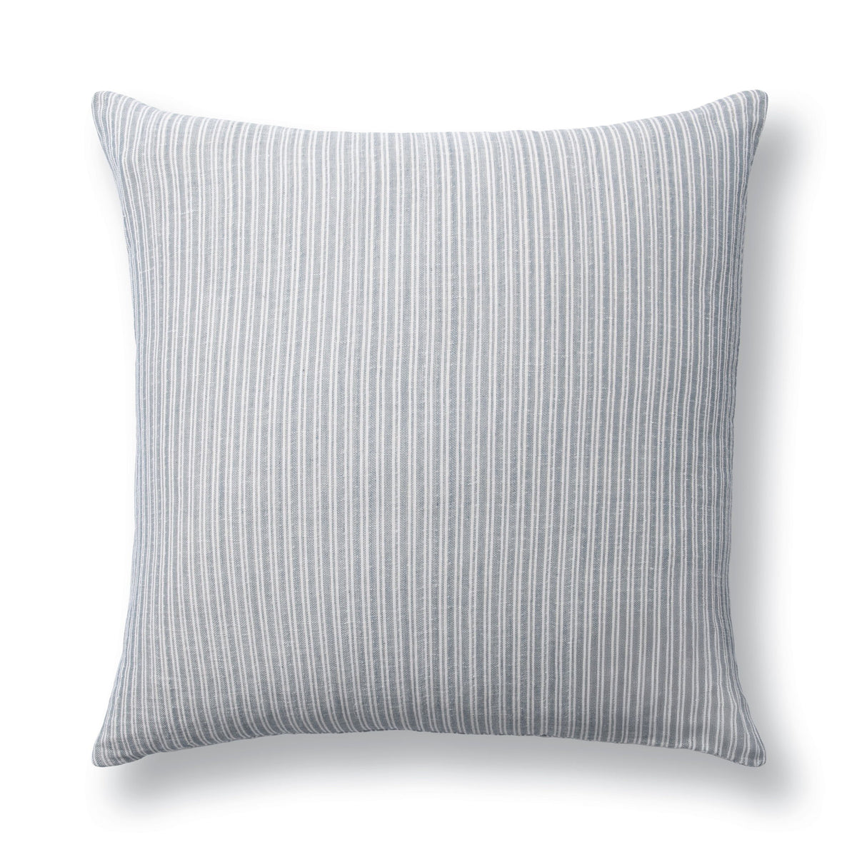 Casa square throw pillow with light blue vertical stripes