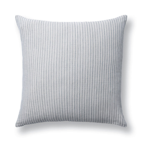Casa square throw pillow with light blue vertical stripes