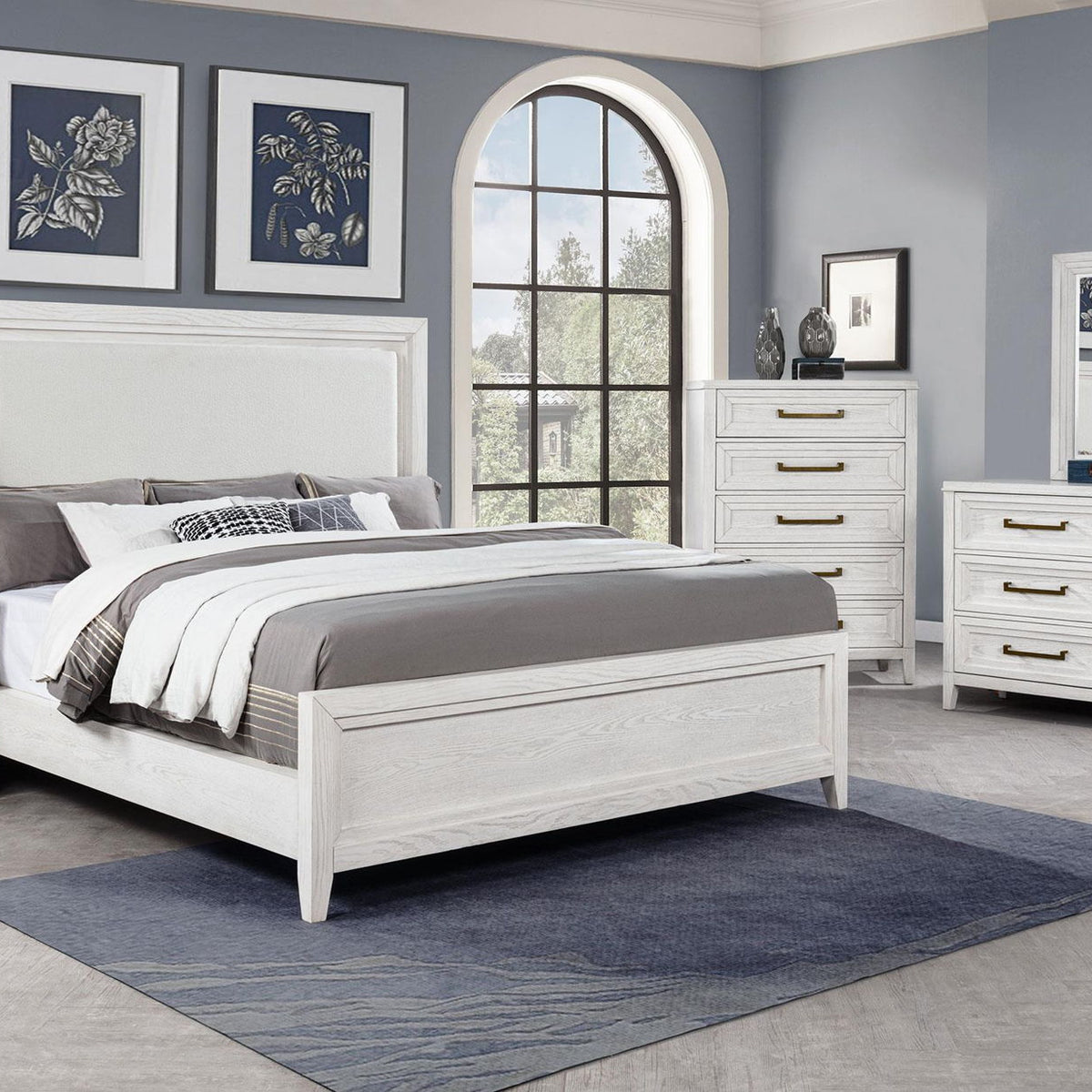 Marielle 5-piece Queen Bedroom Set Distressed White