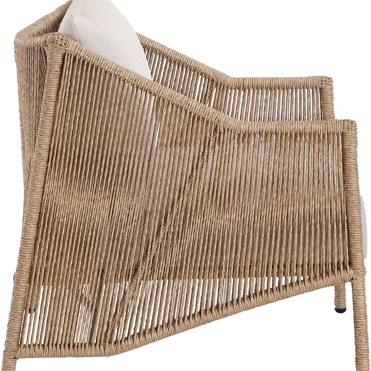 Coastline - Olefin Water Resistant Fabric And Wicker Outdoor Patio Accent Chair - Beige