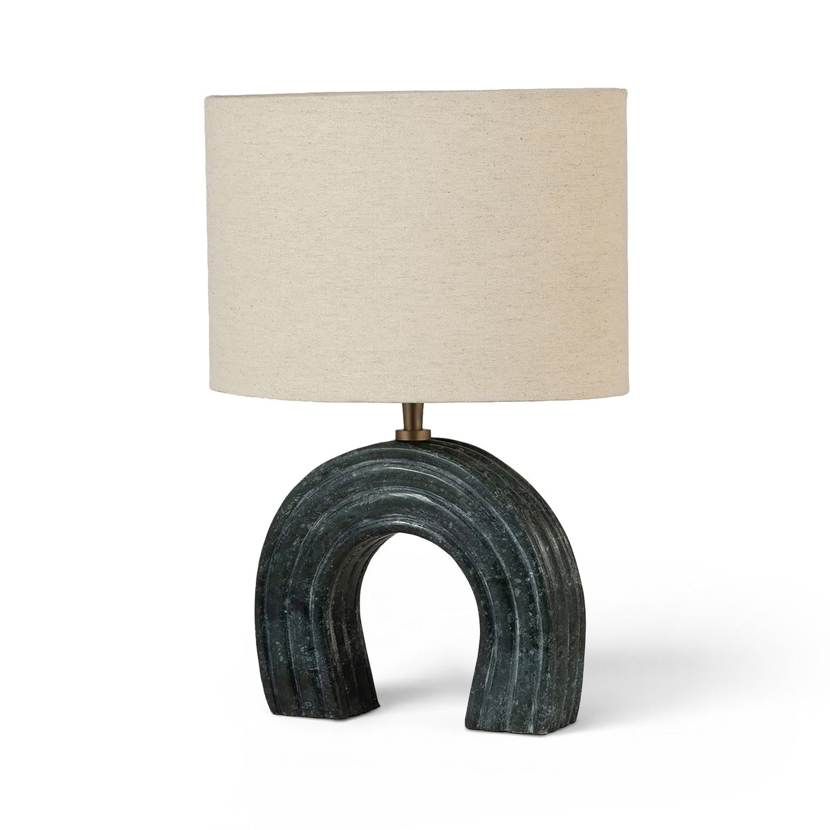 Lithos - Genuine Marble Base And Linen Textured Fabric Shade Table Lamp
