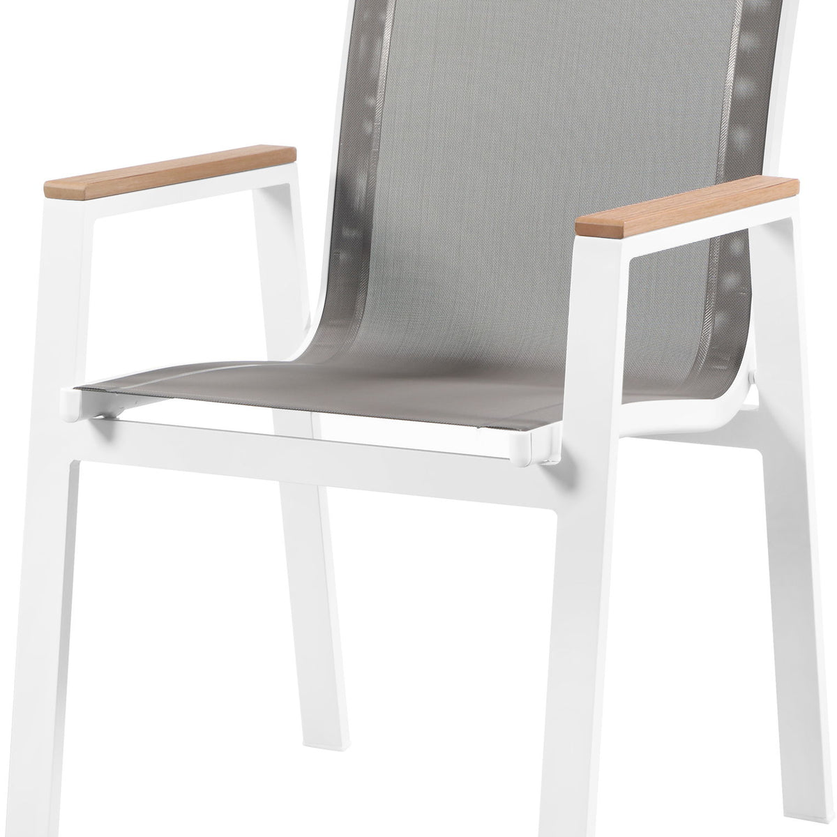 Nizuc - Outdoor Patio Dining Arm Chair With White Frame And Natural Arms (Set of 2)