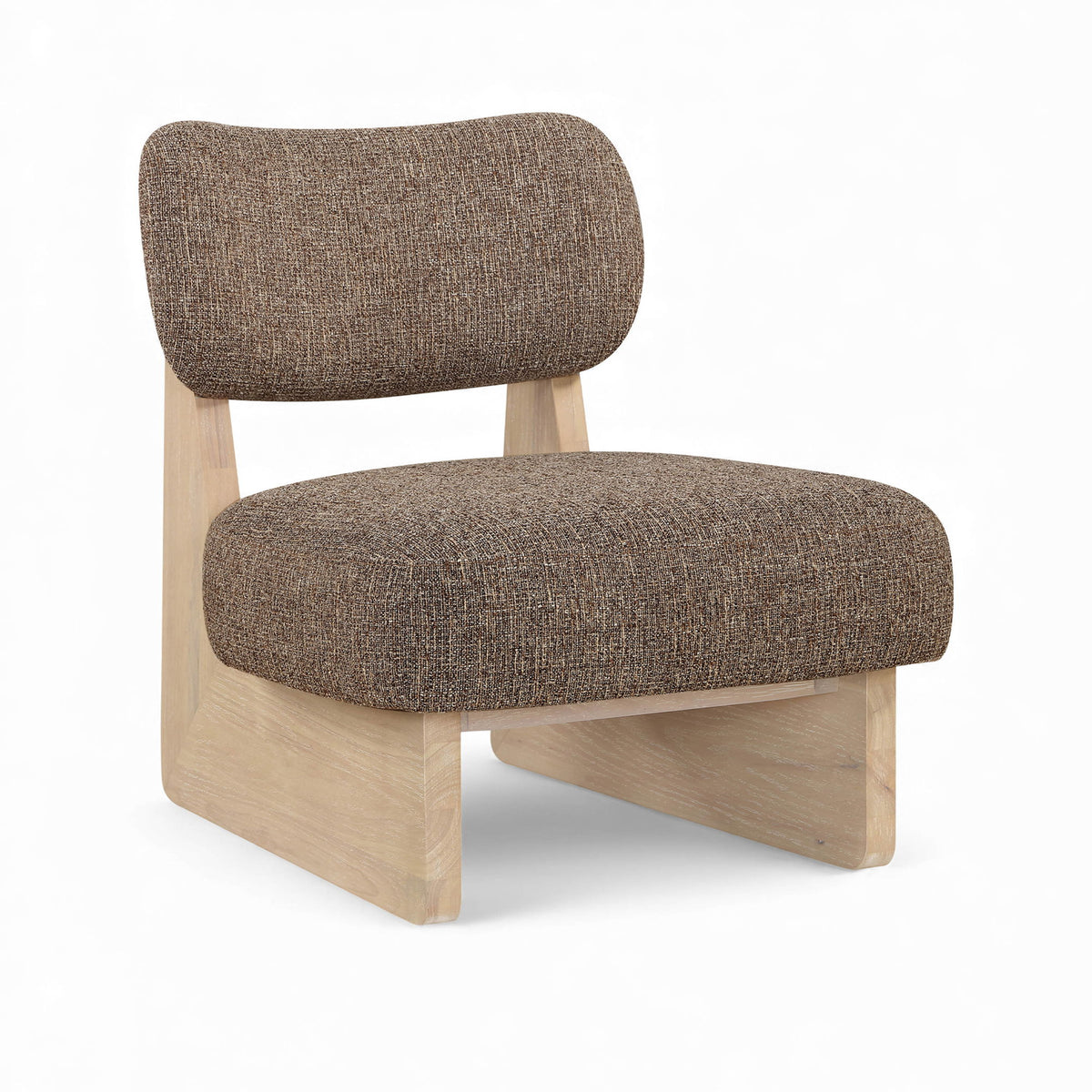 Vetra - Linen Textured Fabric Upholstered Accent Chair With Natural Base