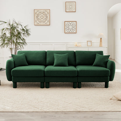 3-Seater Boucle Sofa - Green Boucle