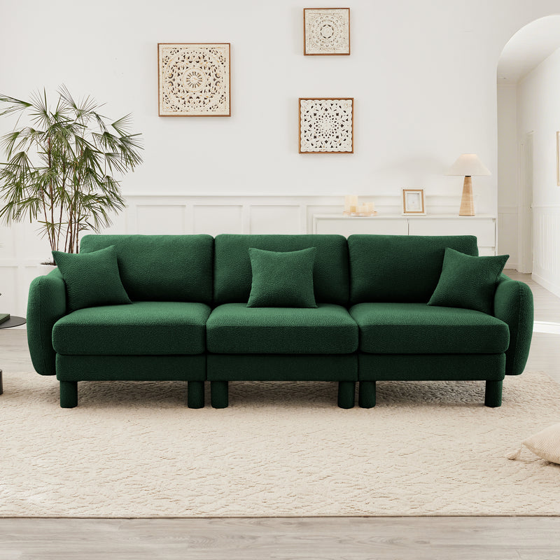 3-Seater Boucle Sofa - Green Boucle