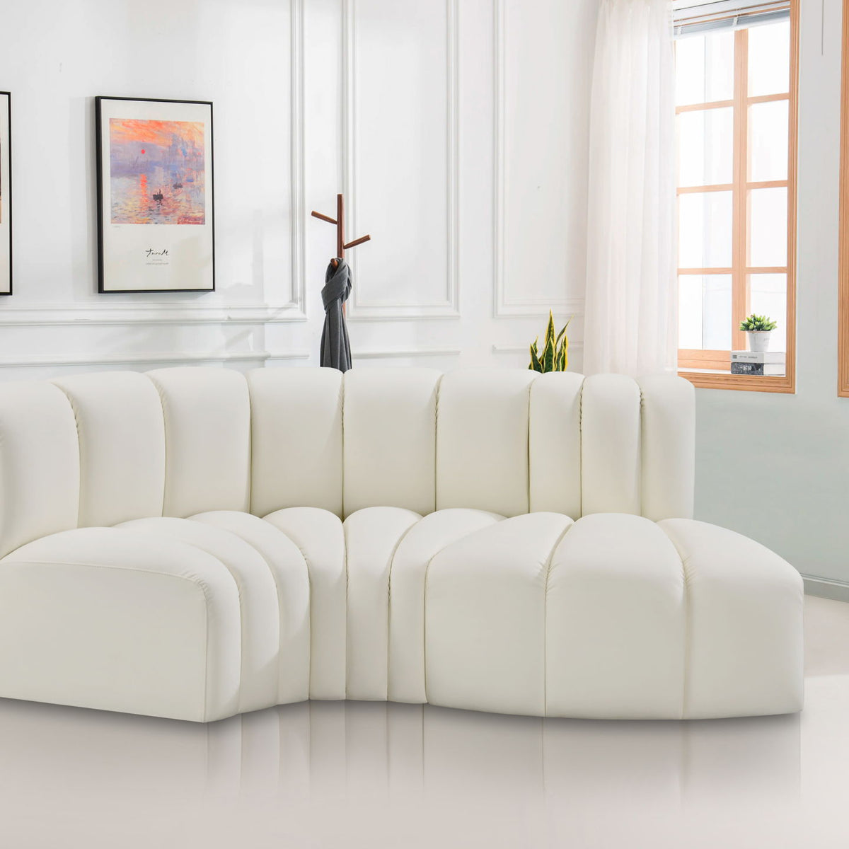 Arc - Faux Leather 3 Piece Modular L-Shaped Sofa