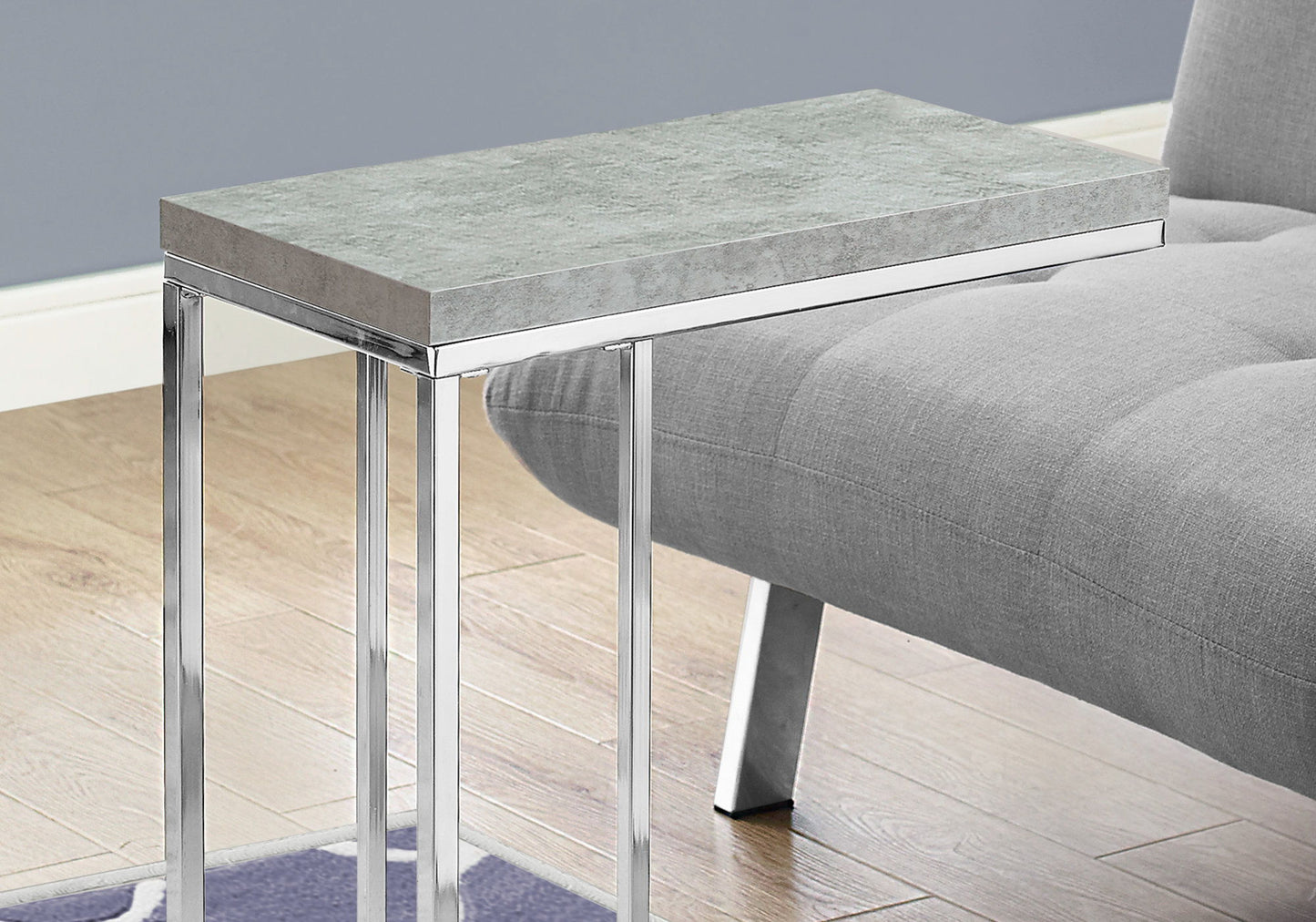 Accent Table, C - Shaped, Tempered Glass, Stylish Design Contemporary & Modern