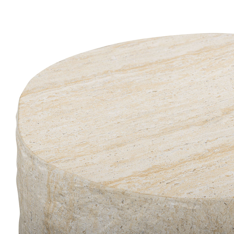 Roxanne - Faux Slab Indoor / Outdoor Side Table - Travertine