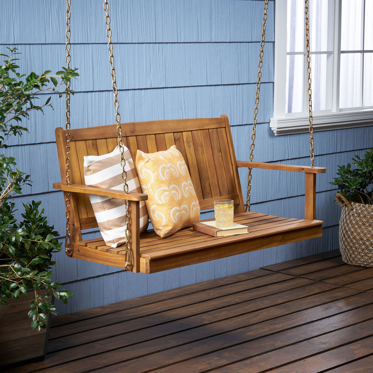 Tambora - Porch Swing Acacia Wood Slat Design