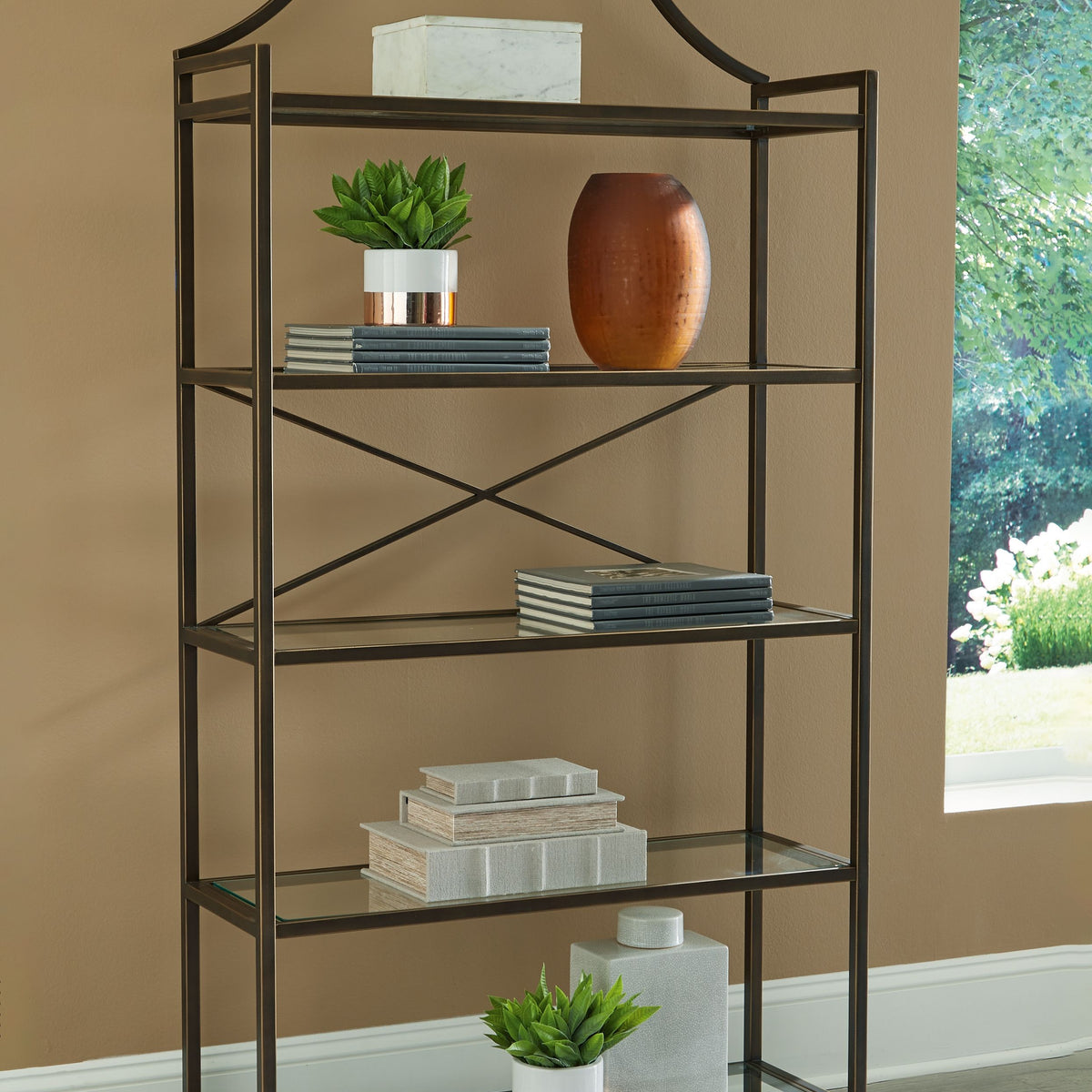 Bernonly - Antique Bronze Finish - Bookcase
