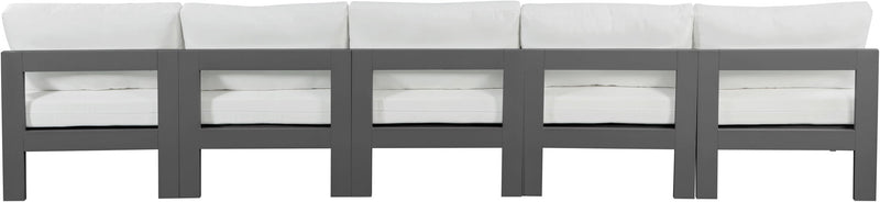 Nizuc - Outdoor Patio 5 Seat Modular Armless Sofa With Gray Frame