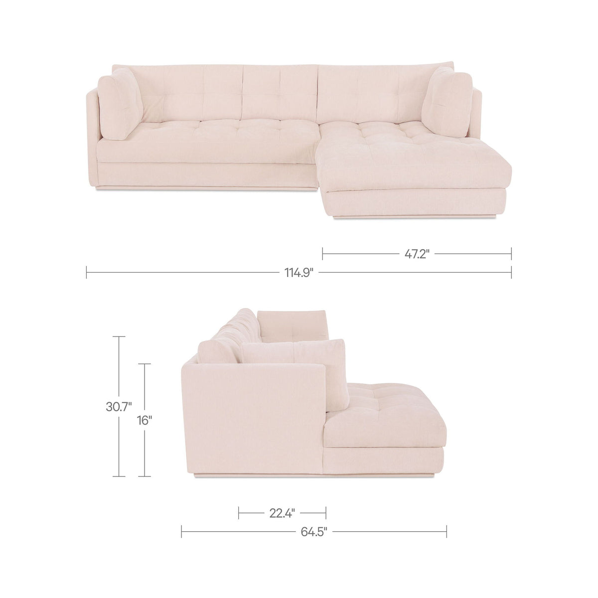 Mischa - Right Sectional - Light Beige