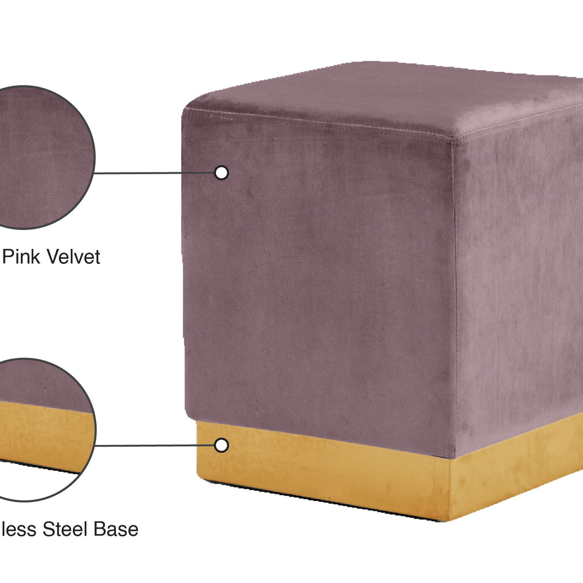 Jax - Stool Ottoman with Gold Base
