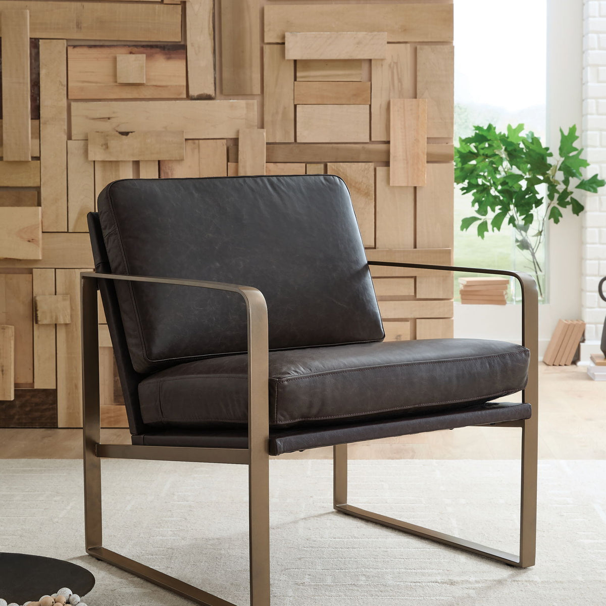 Bradett - Accent Chair - Dark Brown / Gold Finish