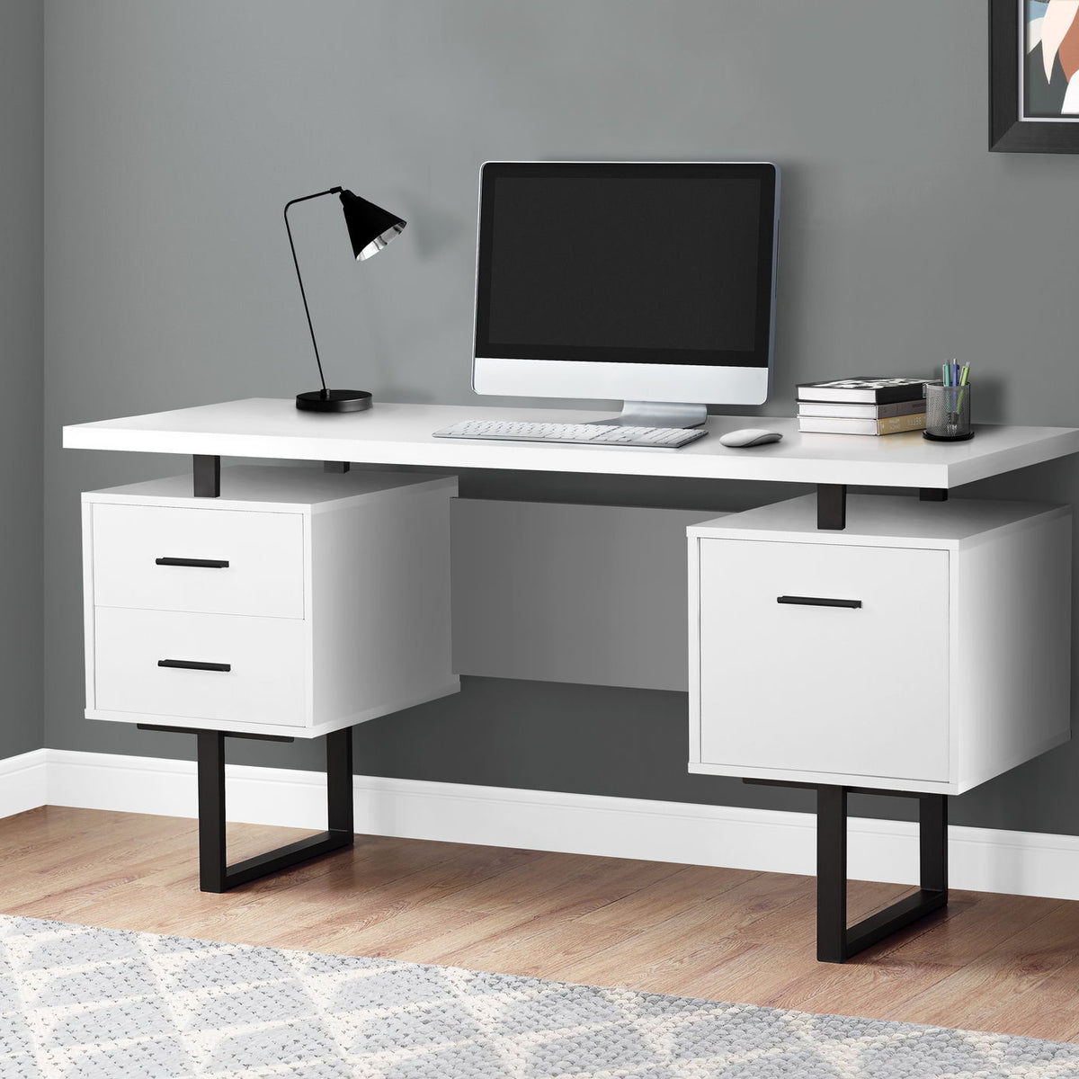 Computer Desk For Home Office, Laptop, Left, Right Set - Up, Storage Drawers, Contemporary & Modern