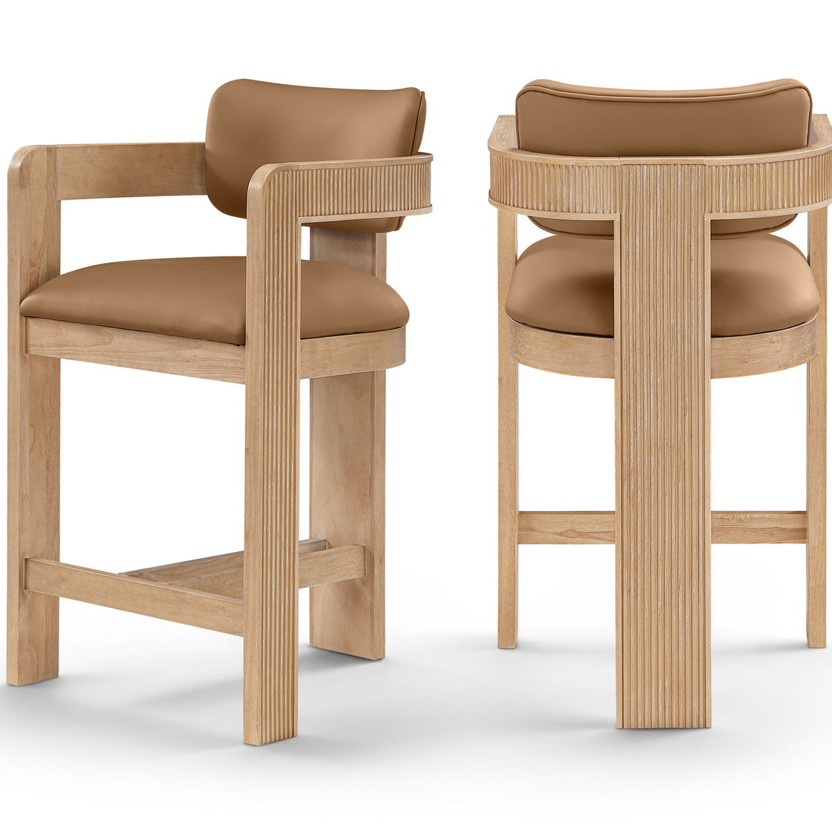 Sacha - Vegan Leather Upholstered Counter Stool With Natural Base