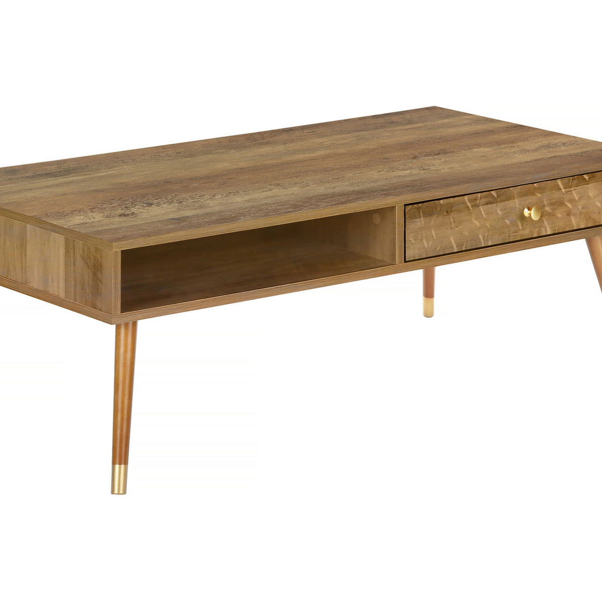 Coffee Table, Accent, Cocktail, Rectangular, Storage, Living Room, Wood Legs, Mid Century - Walnut