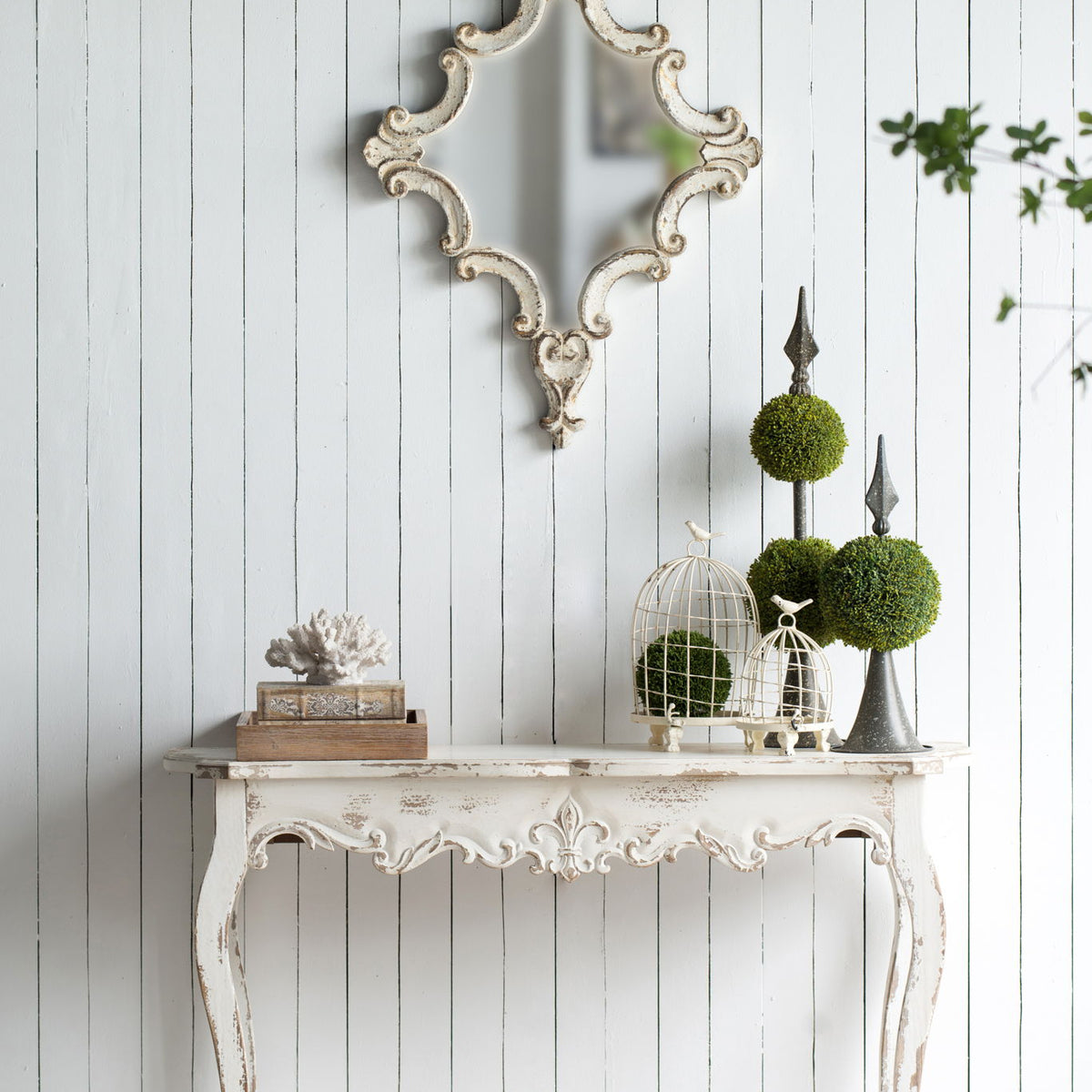 Slimline wash Console Table, For Hallway Living Room Bedroom - White Washed