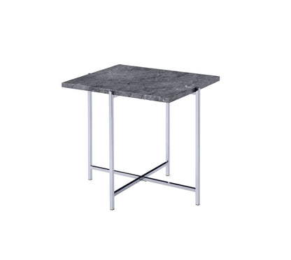 Adelae - End Table - Gray / Chrome