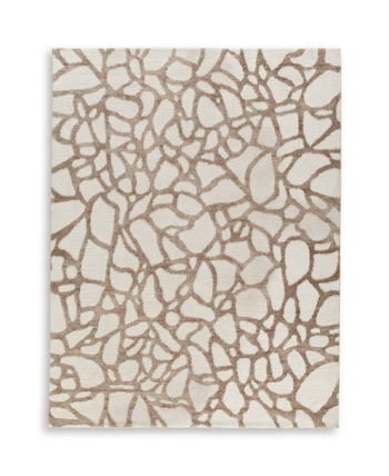 Wessonland rug with abstract light-brown branch pattern on beige