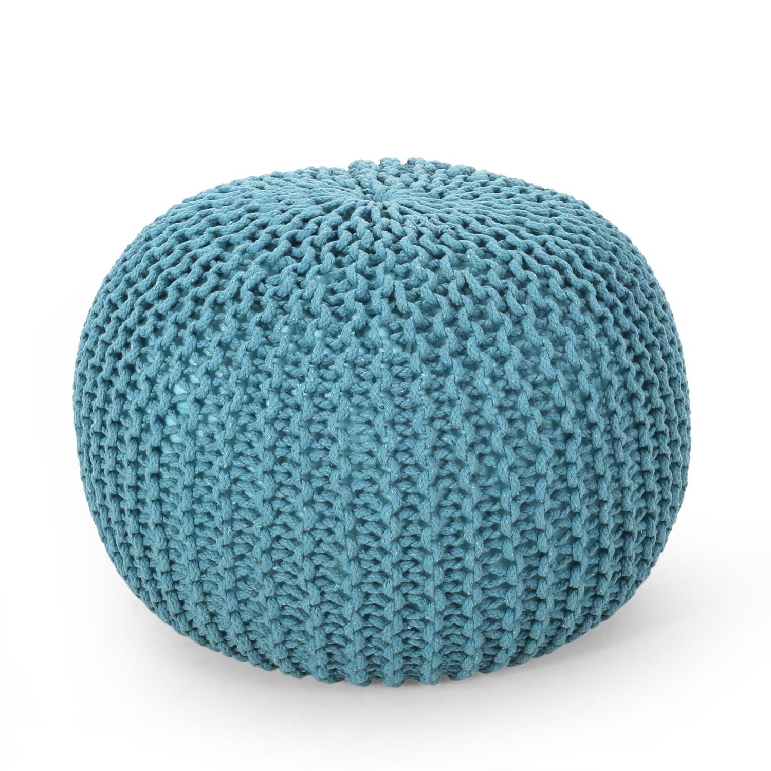 Moro - Knitted Cotton Round Pouf With Pumpkin Shape