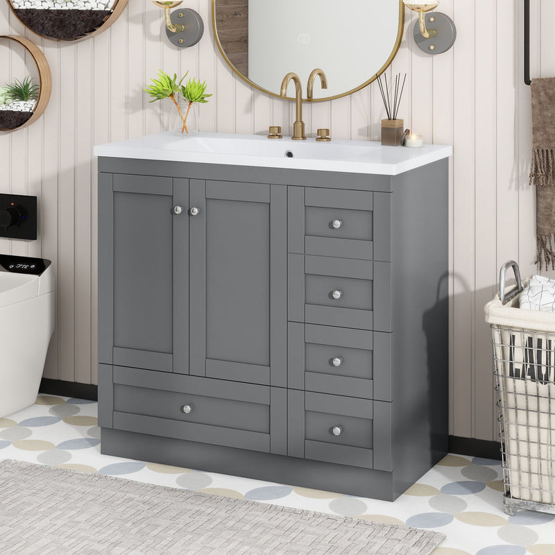 Shaker Free Standing Bathroom Vanity Cabinet With Sink, Soft Close Drawers, Soft Close Doors