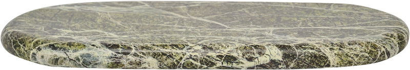 Genuine marble tray, round green marble top with white vein detail