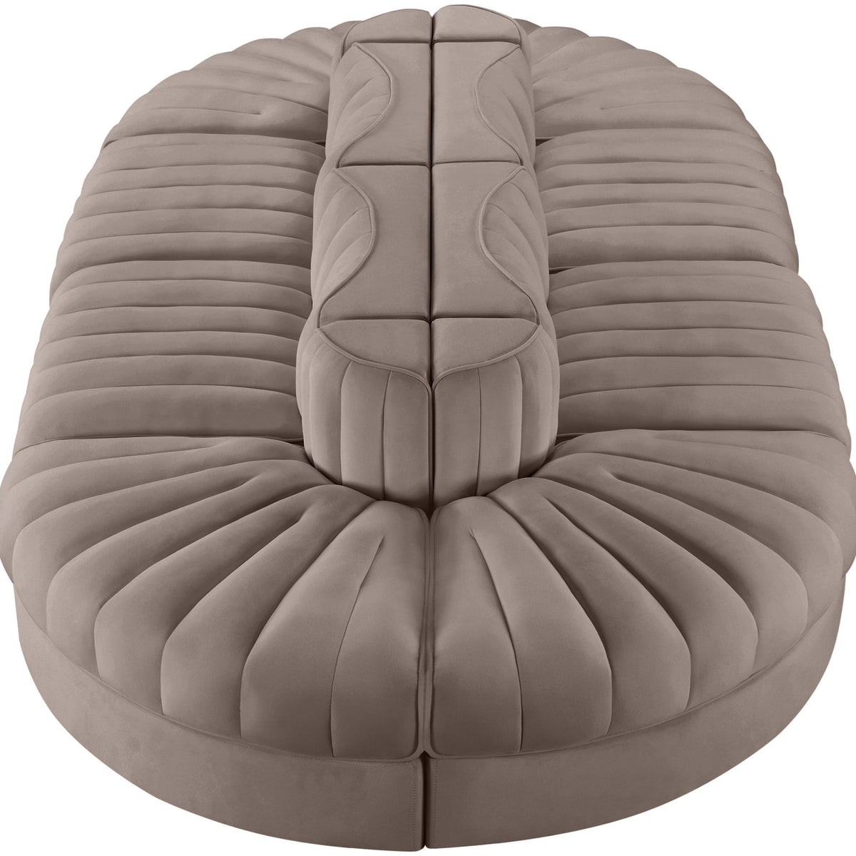 Rummi - Oval Velvet Performance Fabric Upholstered 8 Piece Modular Sectional