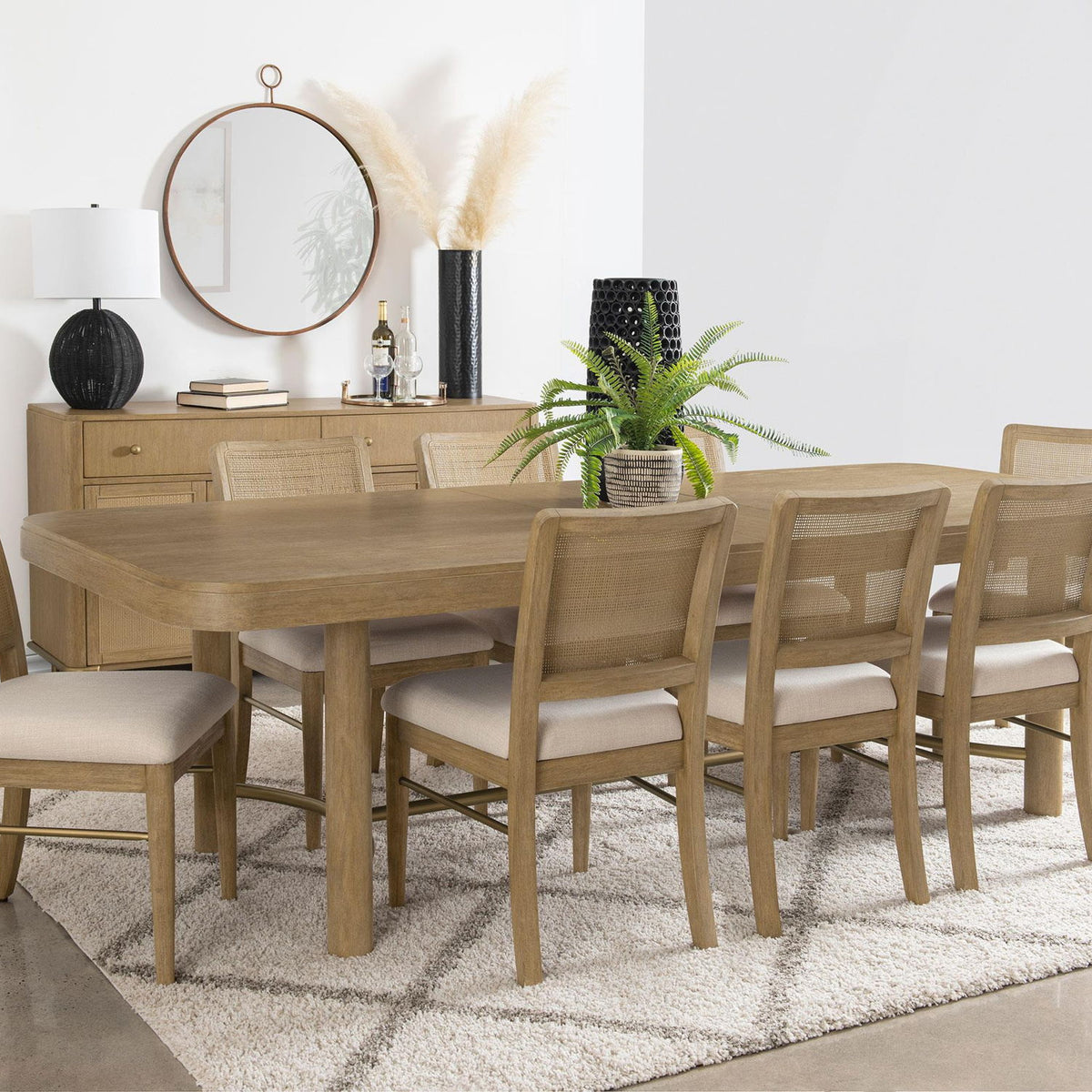 Arini 9-piece Extension Leaf Dining Table Set Sand Wash