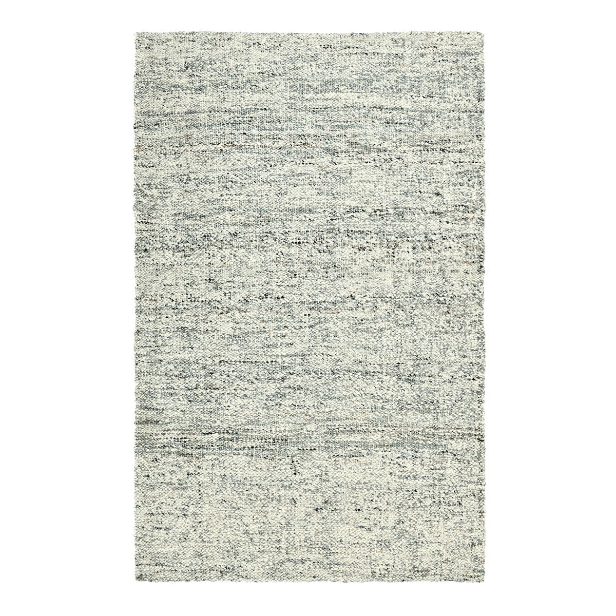Light gray woven rug with subtle speckled texture and horizontal stripe pattern