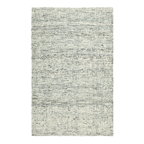 Light gray woven rug with subtle speckled texture and horizontal stripe pattern