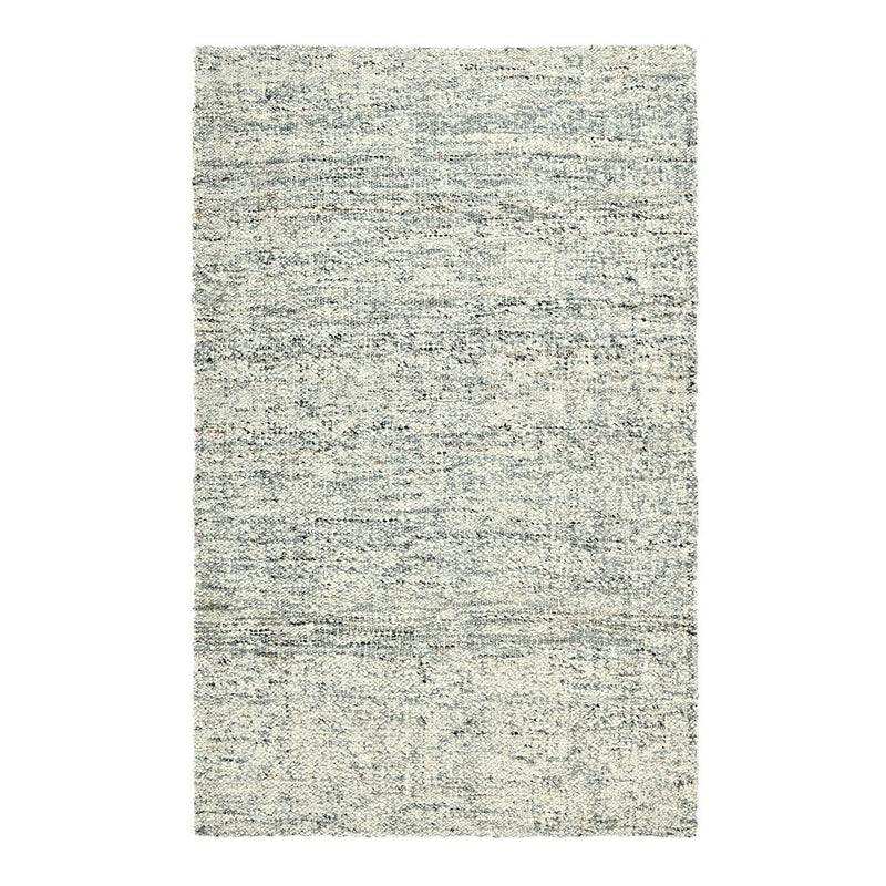 Light gray woven rug with subtle speckled texture and horizontal stripe pattern