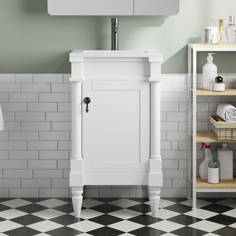 Bathroom Vanity With Sink, Storage Cabinet With Door, Drop In Sink, Compact Freestanding Design