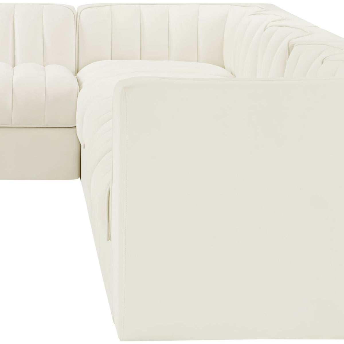 Rummi - Velvet Performance Fabric Upholstered 6 Piece Modular Sectional, L-Shaped (Right)