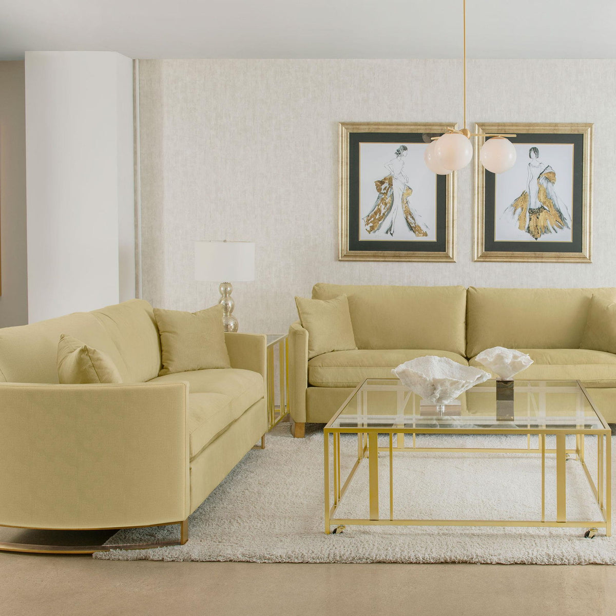 Corliss 2-piece Velvet Upholstered Sofa Set Camel