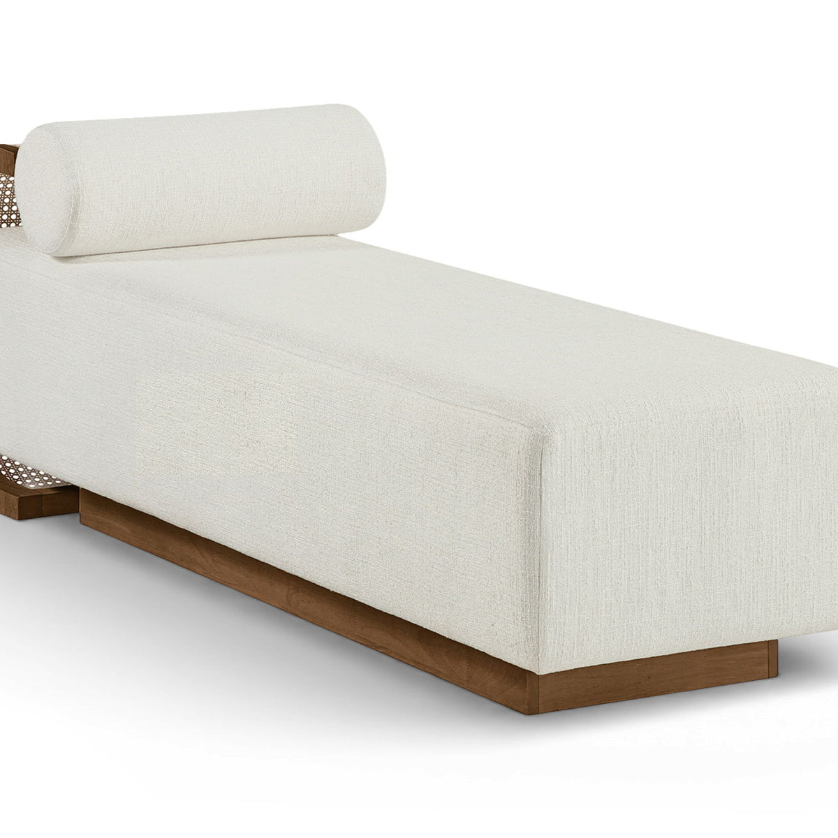 Zephyr - Linen Textured Fabric Upholstered Chaise - Painted Brown Walnut Base