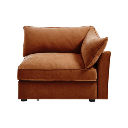 Right-Facing Velvet Sofa - Orange Velvet