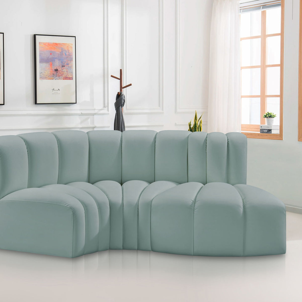 Arc - Faux Leather 3 Piece Modular L-Shaped Sofa