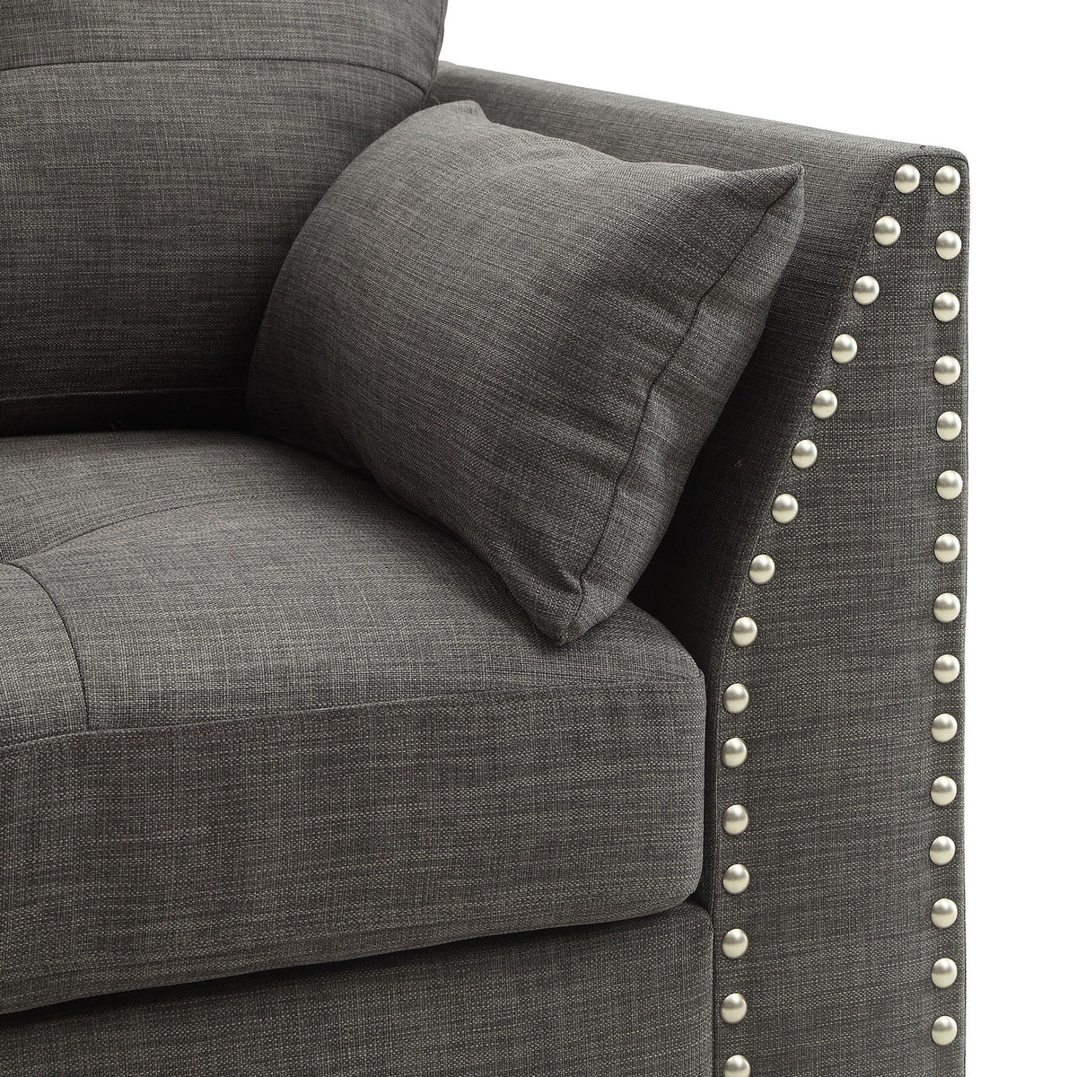 Laurissa - Linen Sofa With 4 Pillows - Light Gray