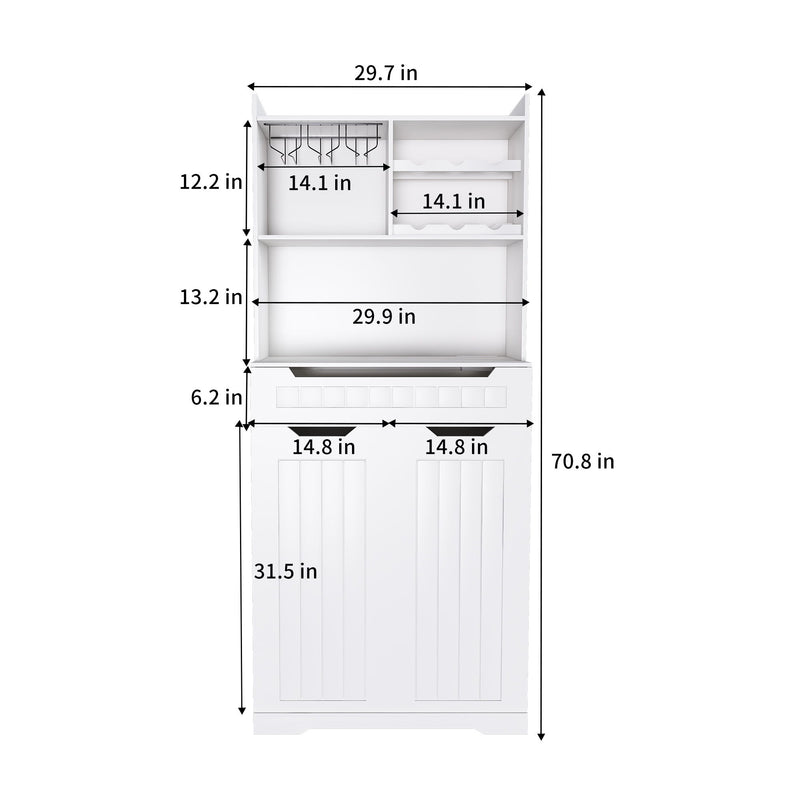 Modern Farmhouse Buffet Cabinet With Hutch Kitchen Storage Sideboard With Drawers & Barn Doors - White