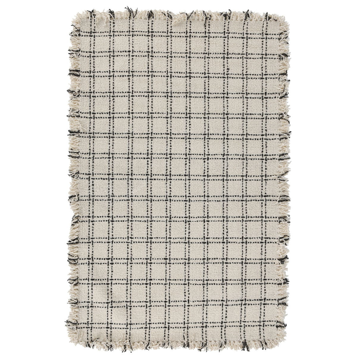 Bradbury - 1' x 1' Wool Check Rug - Ivory/Black