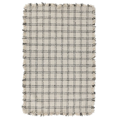 Bradbury - 1' x 1' Wool Check Rug - Ivory/Black