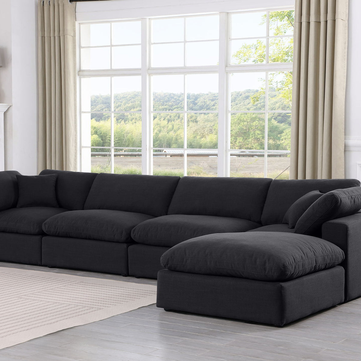Comfy - 5 Piece Linen Modular Sectional With Chaise