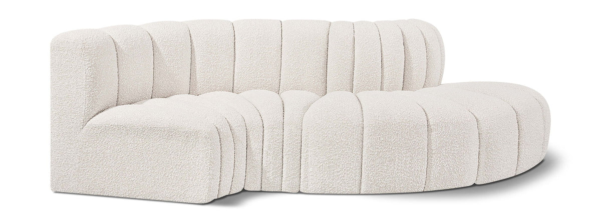 Arc - Boucle Fabric 4 Piece L-Shaped Modular Sofa