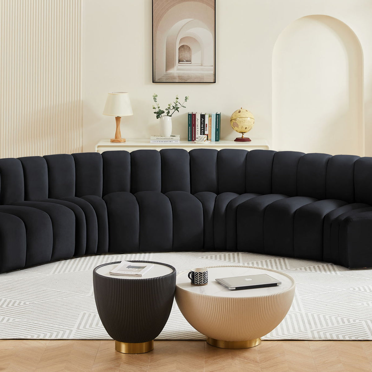 Arc - Velvet 6 Piece U-Shaped Modular Sofa