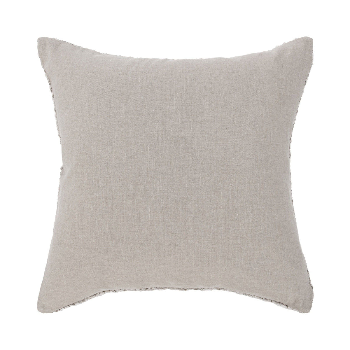 Light ivory woven square throw pillow with smooth fabric front