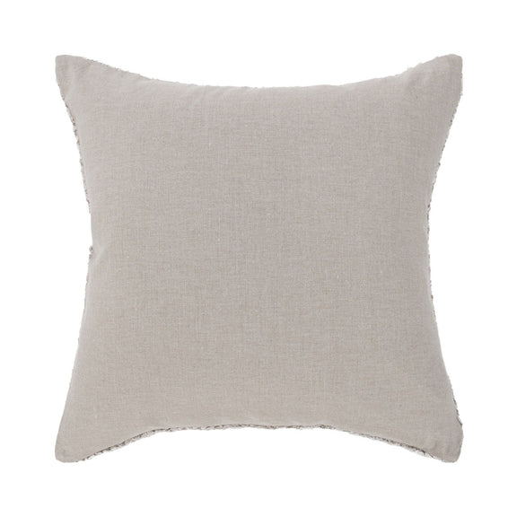 Light ivory woven square throw pillow with smooth fabric front